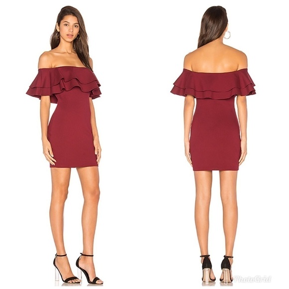 By The Way Rhiannon Tiered Mini Dress Red Ruffle S - Picture 3 of 8